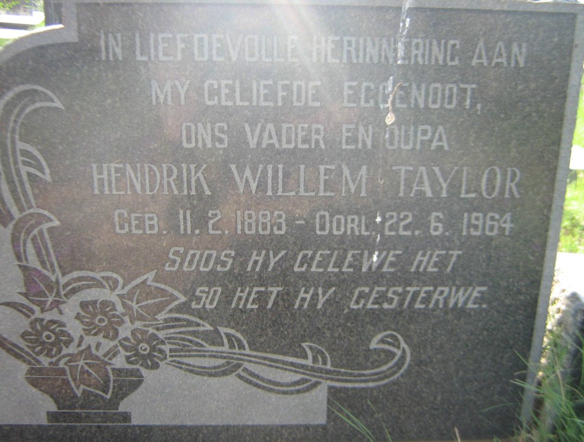 TAYLOR Hendrik Willem 1883-1964