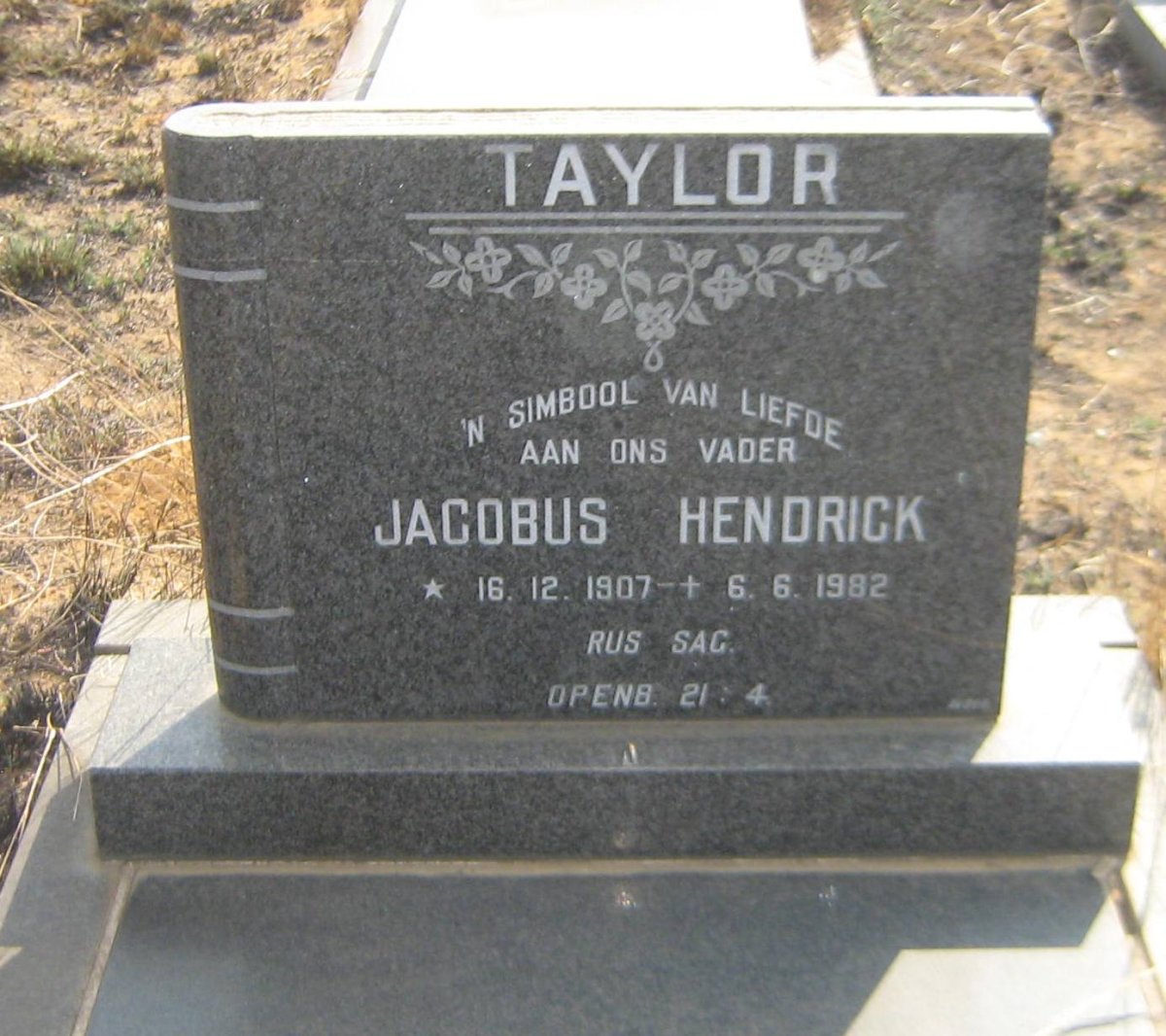 TAYLOR Jacobus Hendrick 1907-1982