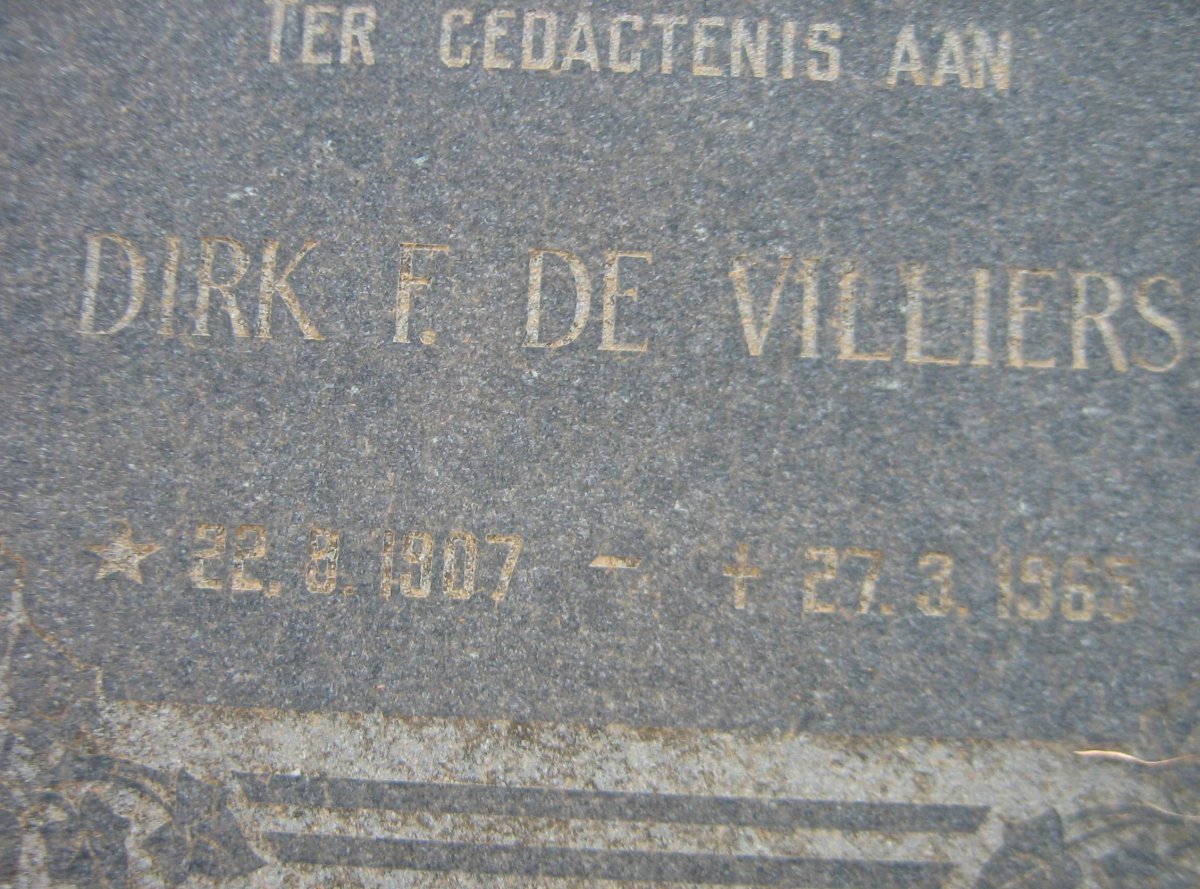 VILLIERS Dirk F., de 1907-1965