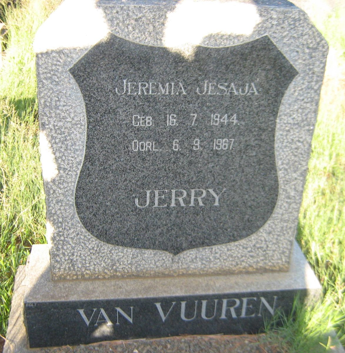 VUUREN Jeremia Jesaja, van 1944-1967