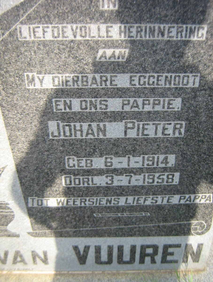 VUUREN Johan Pieter, van 1914-1958
