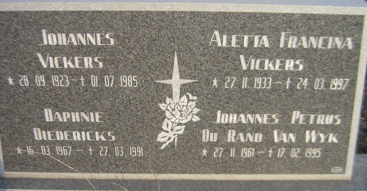 VICKERS Johannes 1923-1985 &amp; Aletta Francina 1933-1997