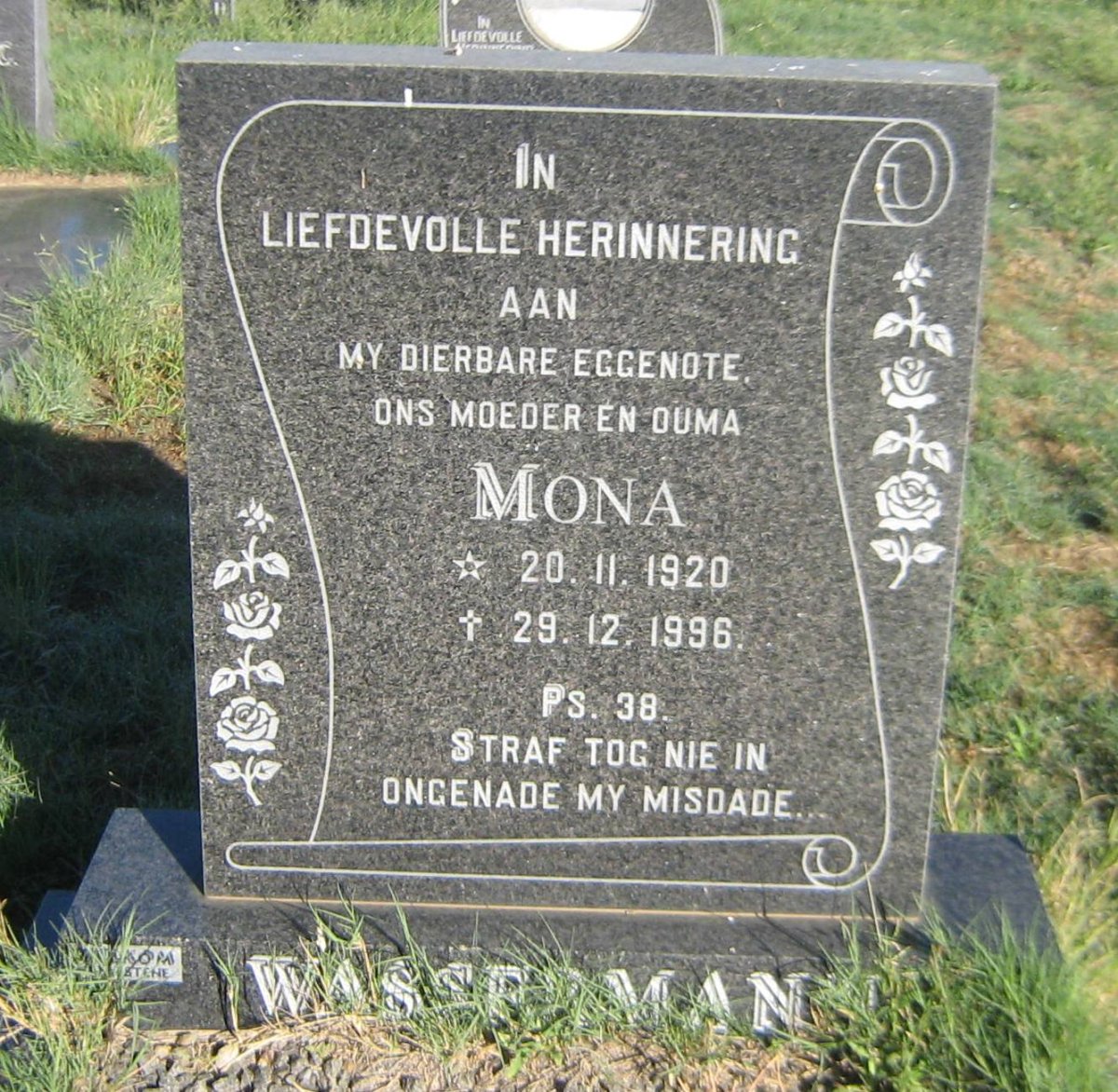 WASSERMAN Mona 1920-1996