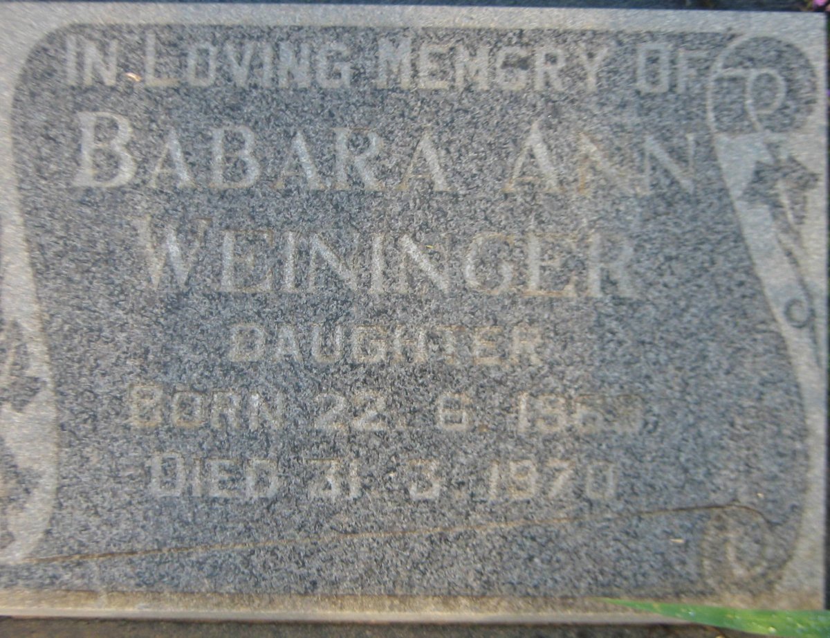 WEININGER Barbara Ann 196?-1970